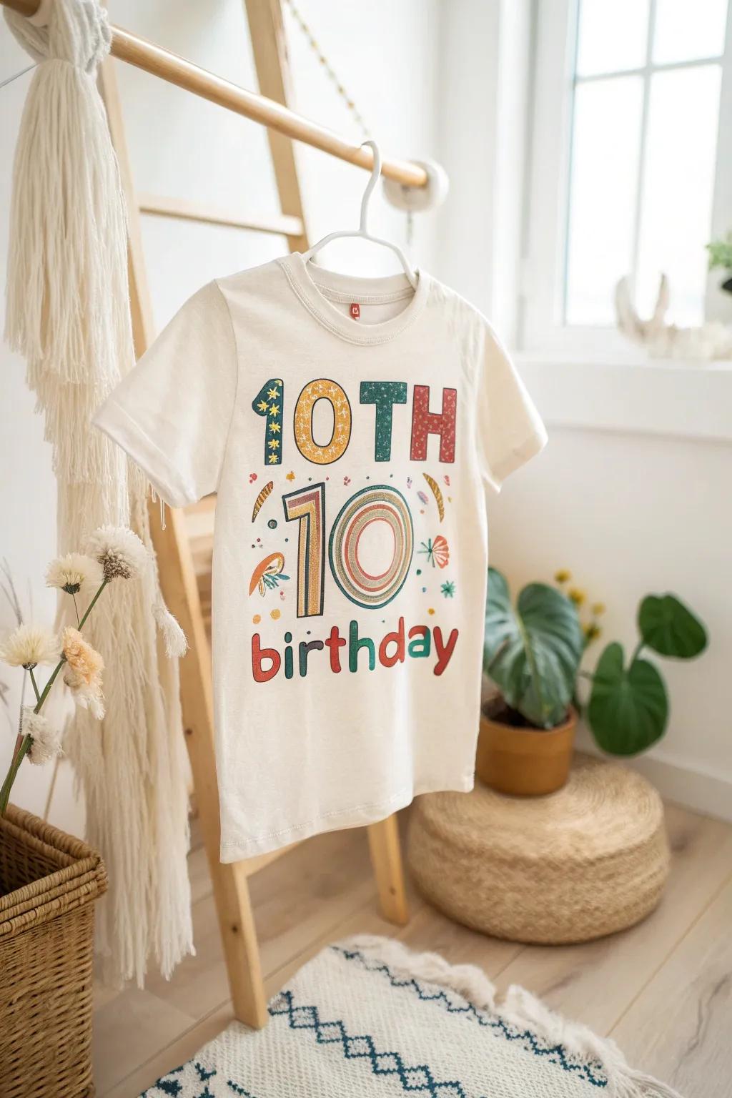 Celebrate the big 10 with a shirt that's as bold and vibrant as the birthday child!