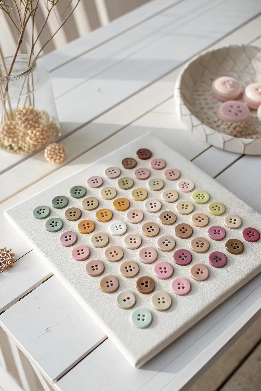 Celebrate creativity and simplicity with this charming button masterpiece, perfect for little artists!