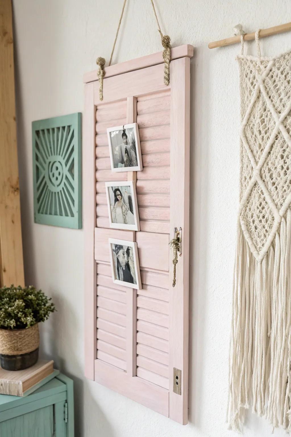 Transform old shutters into charming wall art that tells your family's story.