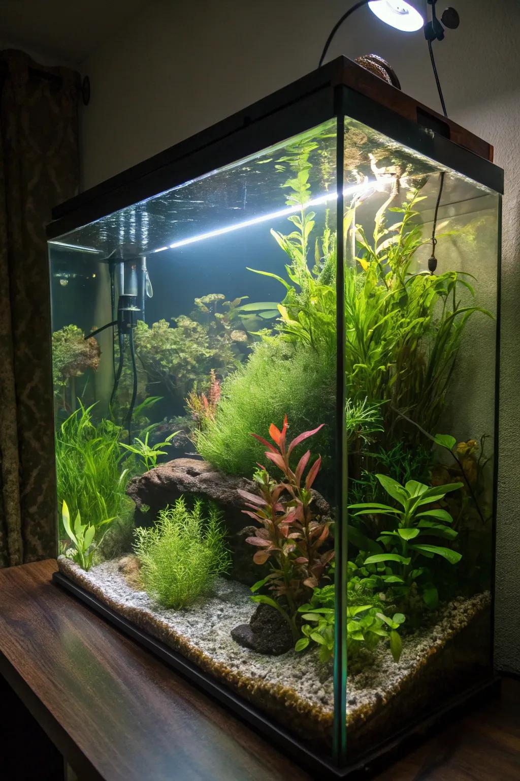 A lush plant paradise adds a touch of nature to your aquarium.