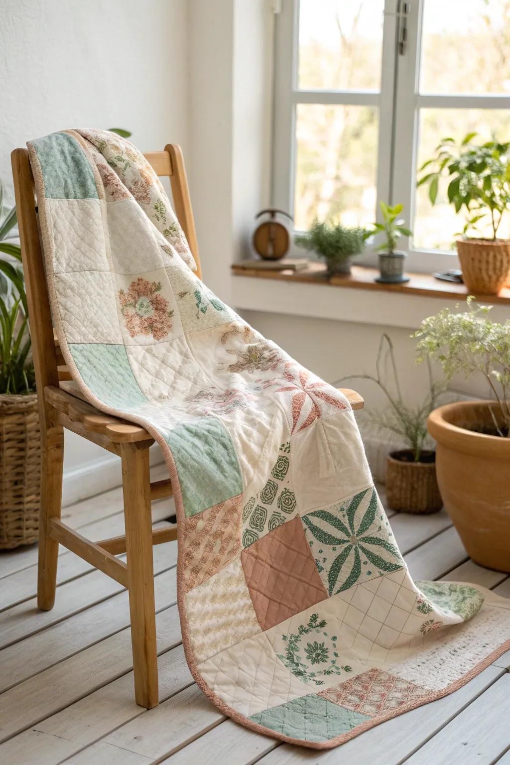 Wrap yourself in the warmth of a handmade patchwork quilt, where every stitch tells a story.