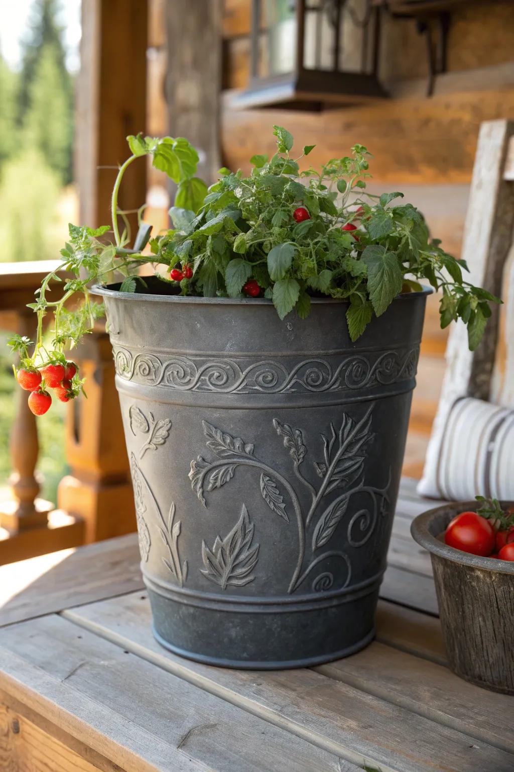 Elevate your small-space gardening with this handcrafted 5-gallon bucket planter, perfect for vibrant herbs and veggies!
