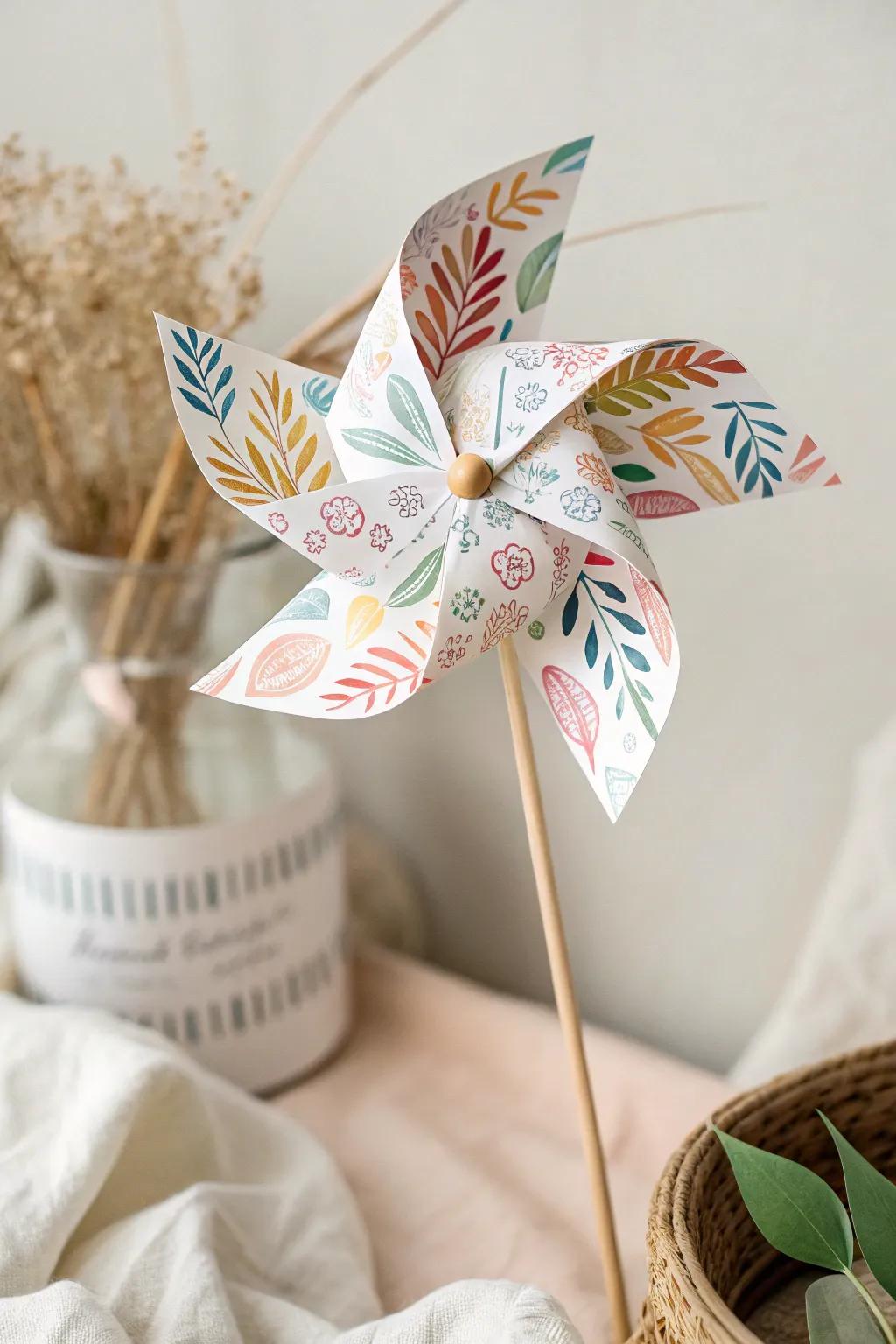 Whirlwind of Joy: A handcrafted pinwheel that captures the essence of playful creativity and minimalist charm.