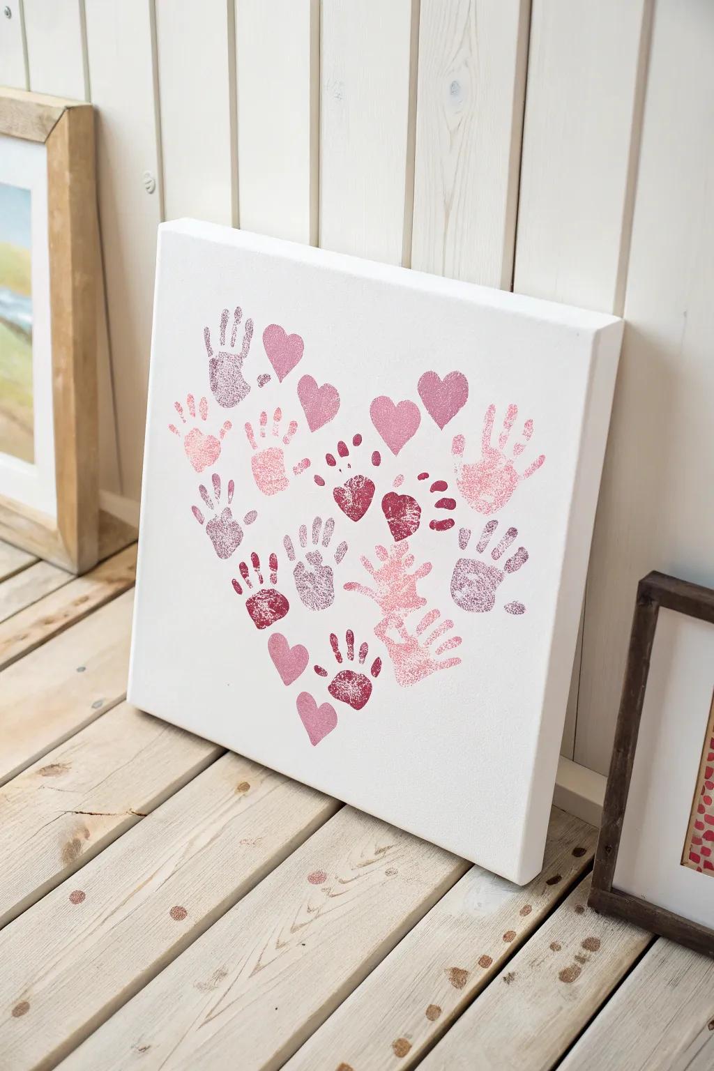 Capture love with tiny handprints: A minimalist keepsake for your nursery.