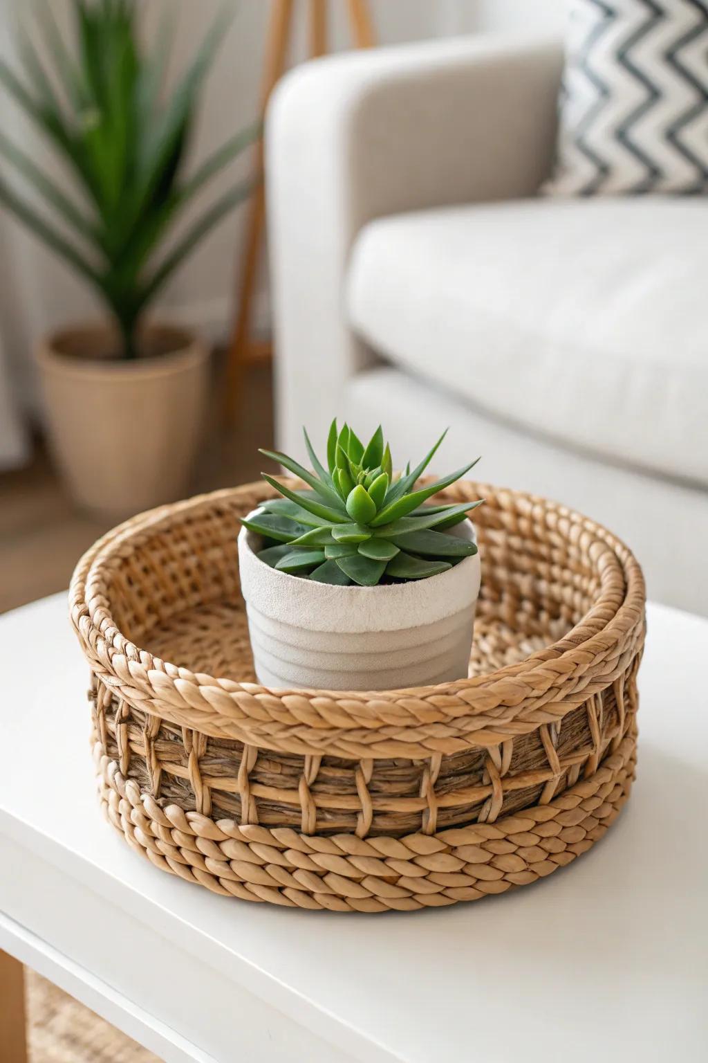 Enhance your space with the simplicity and beauty of a miniature indoor plant. Perfect for adding a touch of green to your minimalist decor.