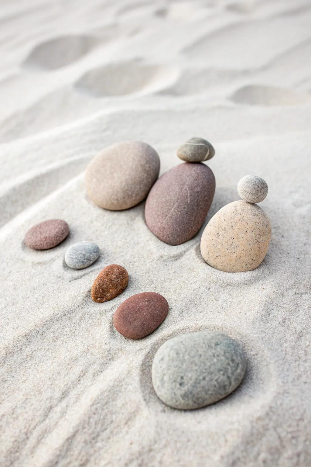 Capture the essence of family with the natural elegance of pebble art. 💕
