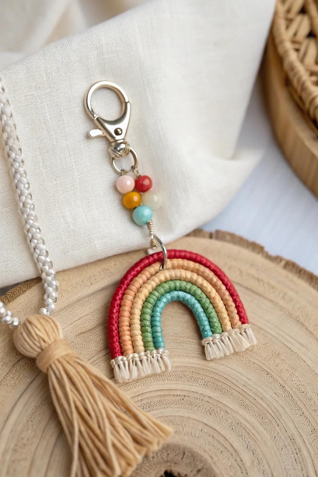 Brighten your day with a splash of color - meet your new favorite rainbow charm keychain!
