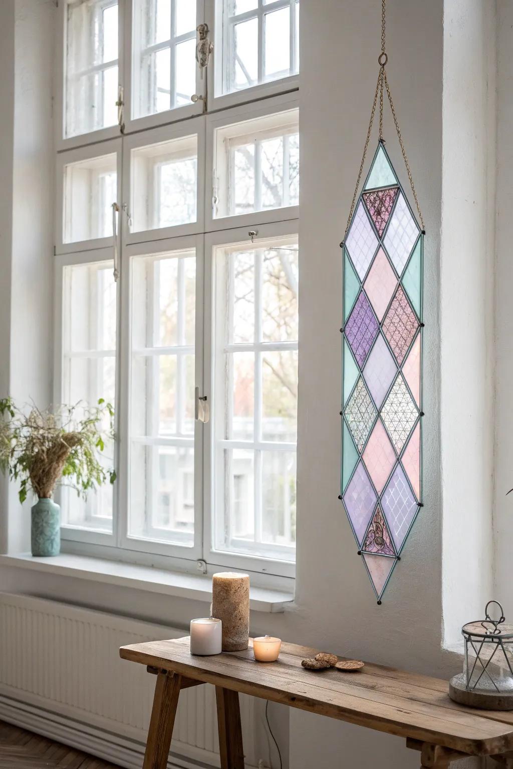 Illuminate your space with a touch of colorful serenity. ✨ #StainedGlassMagic #MinimalistCraft