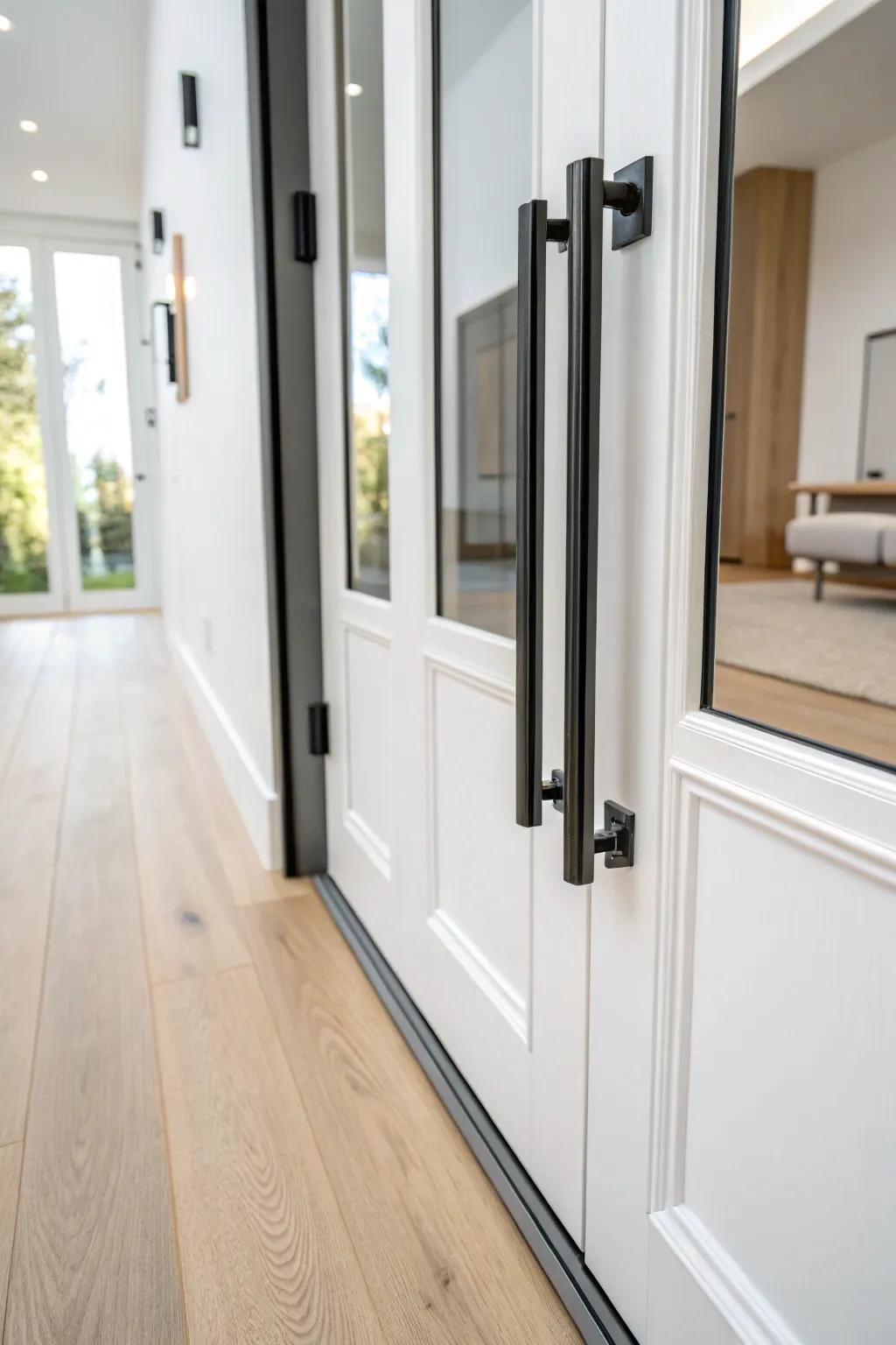 Minimalist bar handles offer a sleek and modern touch to bifold doors.