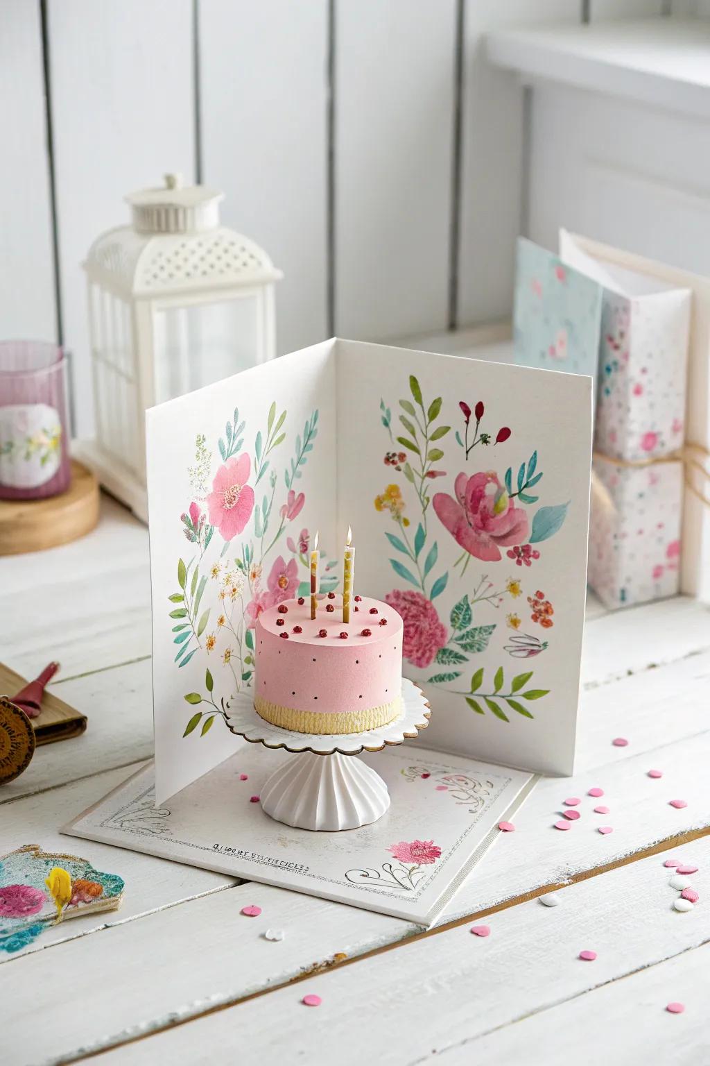 Delight in the details with a minimalist pop-up birthday card that surprises and enchants. #CraftedWithLove