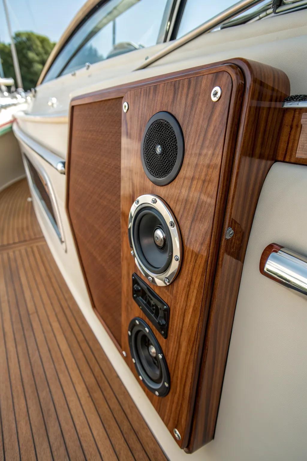 Experience seamless sound integration with flush-mounted boat speakers—where craftsmanship meets modern design.