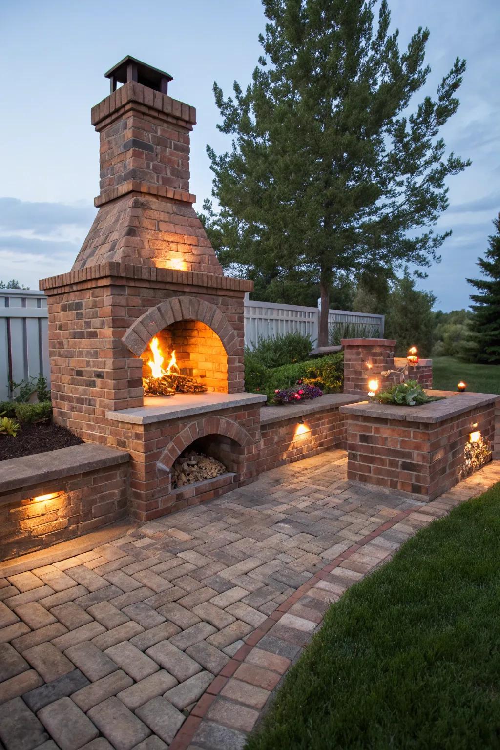 Ignite your evenings with the rustic charm of a handcrafted brick fire pit.