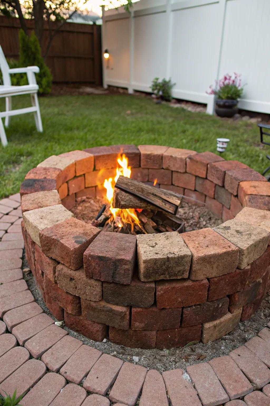 Craft your own cozy retreat with this DIY fire pit made from recycled bricks.