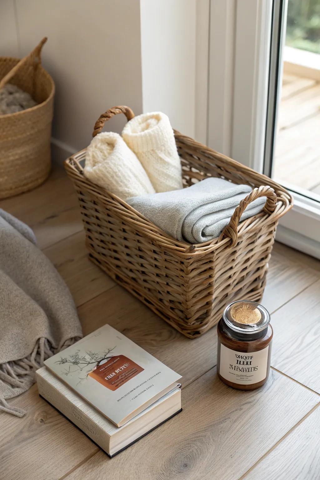 Embrace the cozy charm of winter with a basket that warms the heart and soul. #WinterWarmthBasket