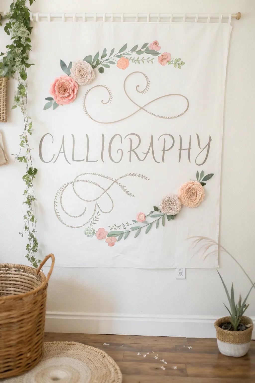 Embrace nature's elegance with stunning floral calligraphy art.