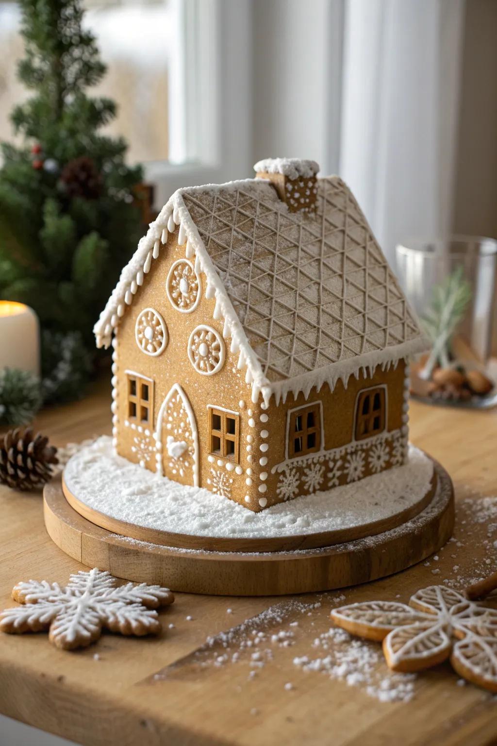 Embrace the timeless charm of a classic gingerbread mansion, where simplicity meets holiday warmth.