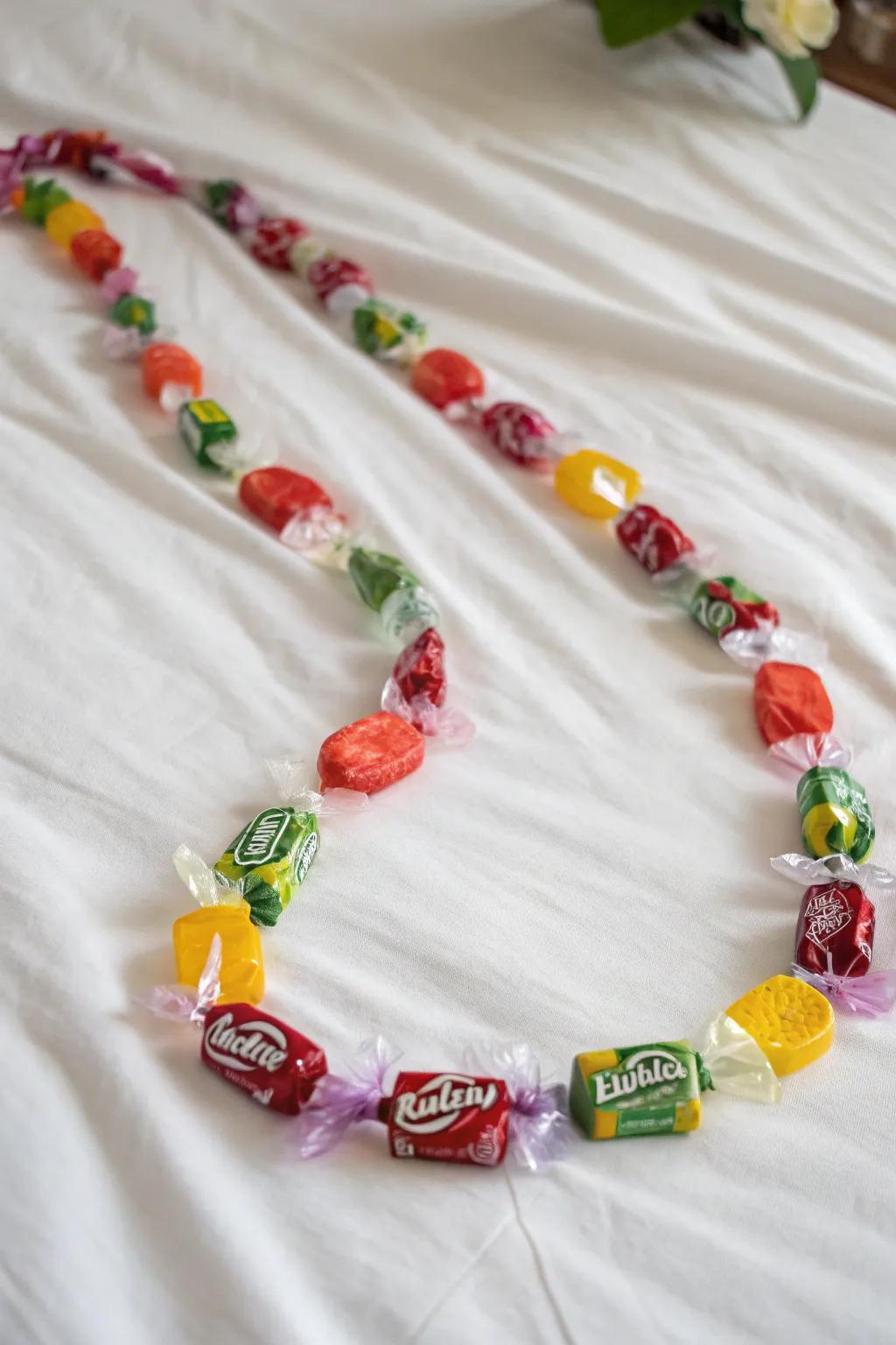 Celebrate with Sweet Simplicity: A Classic Candy Lei with a Minimalist Touch.