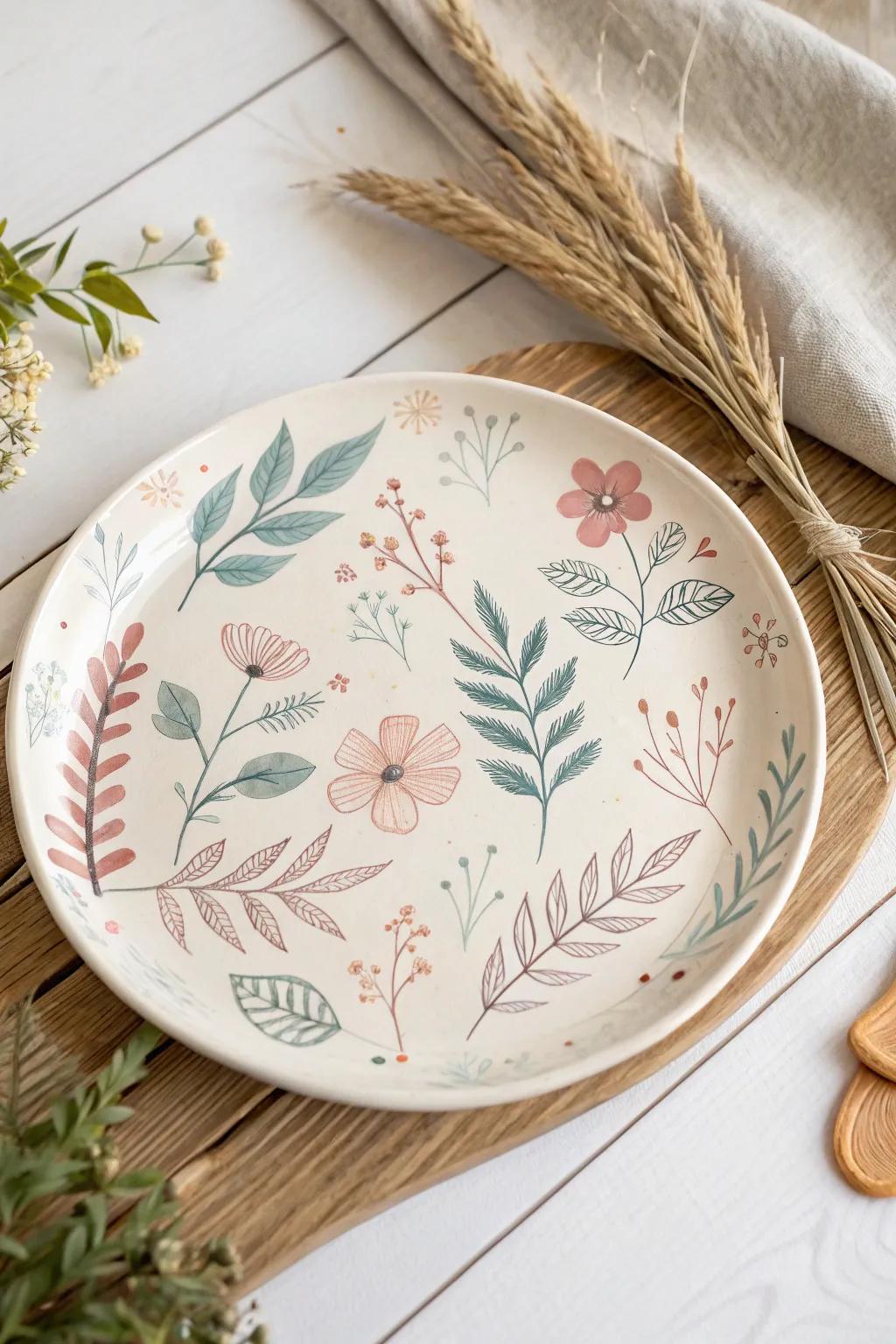 Embrace the timeless charm of nature with this floral ceramic platter, where simplicity meets elegance.