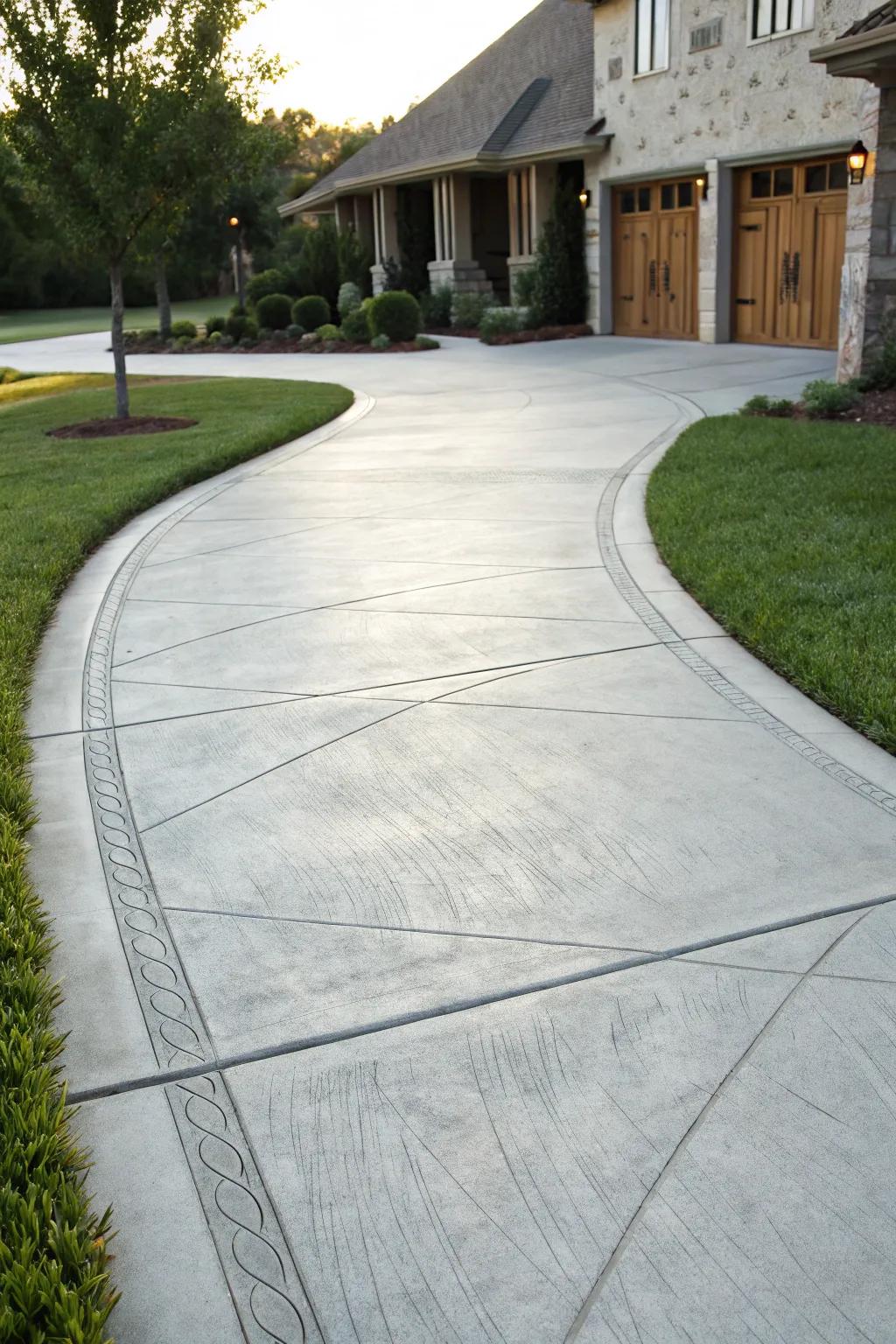 Discover the timeless appeal of a simple, expertly crafted concrete driveway.