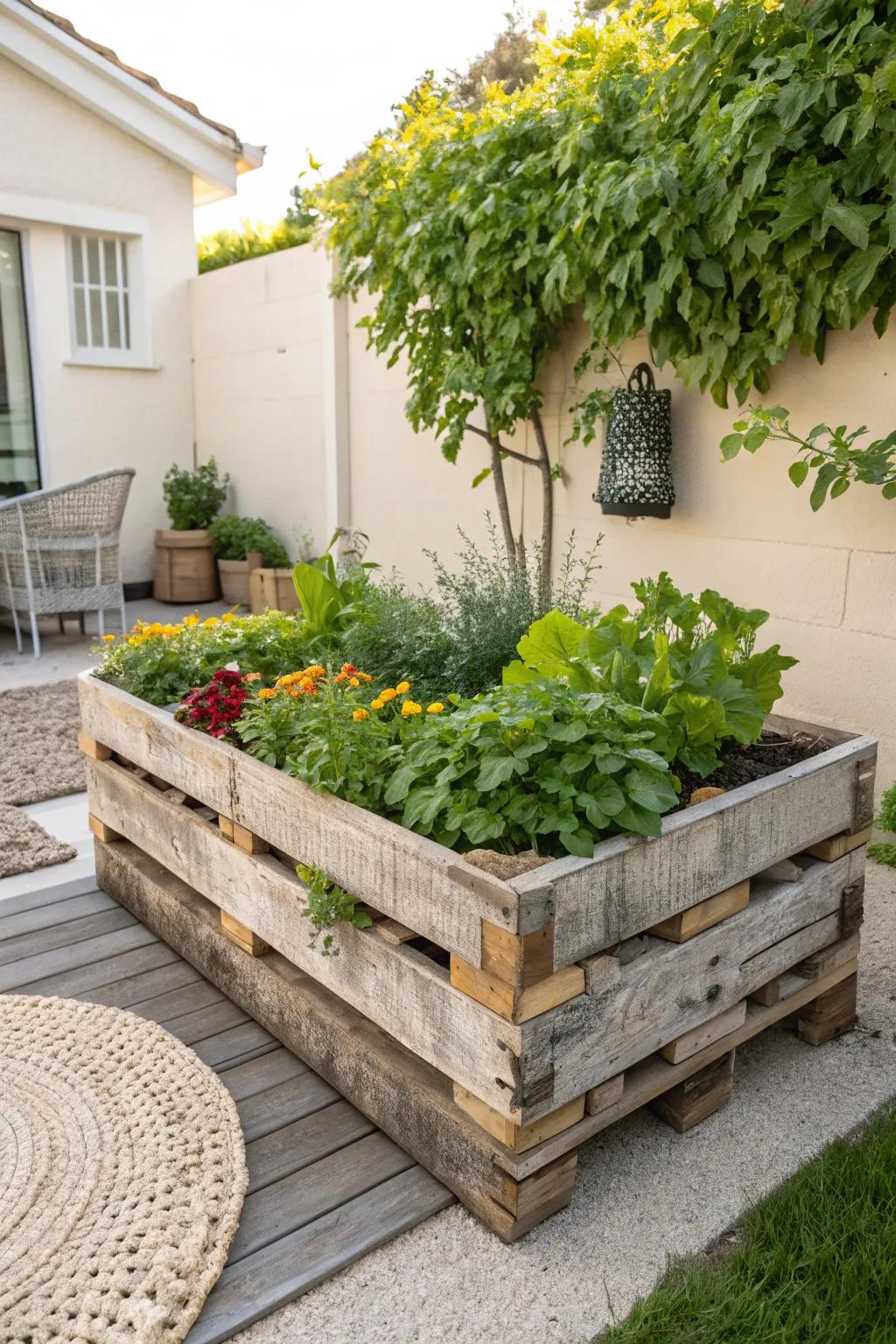 Transform old pallets into charming raised garden beds and bring rustic elegance to your outdoor space!