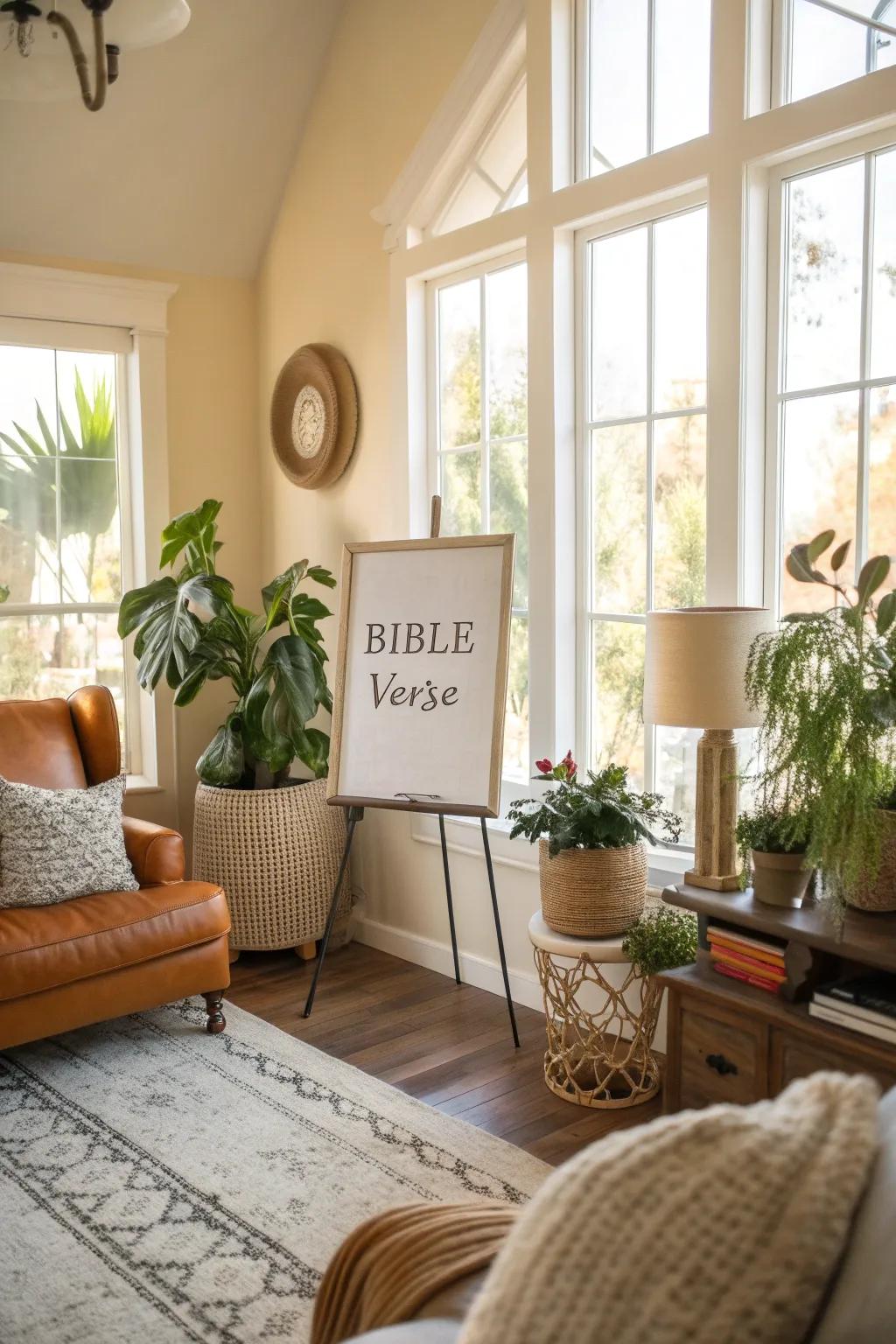 Canvas wall art featuring inspirational scripture.