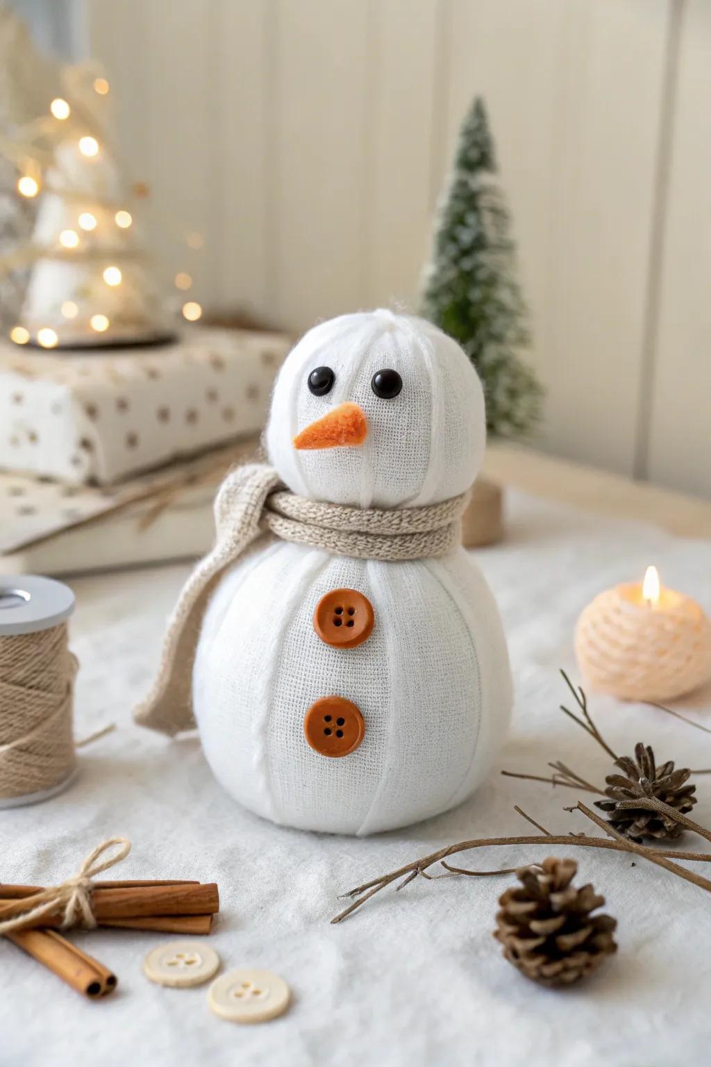 Embrace the magic of winter with this charming, handcrafted snowman — a perfect blend of simplicity and elegance for your holiday decor.