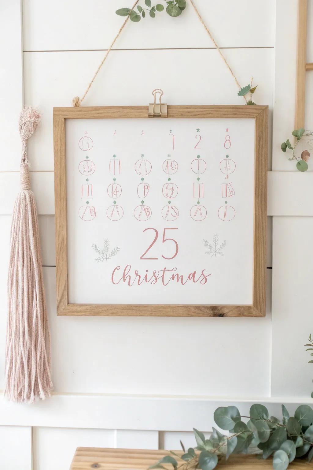 Embrace the joy of counting down to Christmas with this charming minimalist calendar, designed to bring beauty and anticipation to your holiday season.