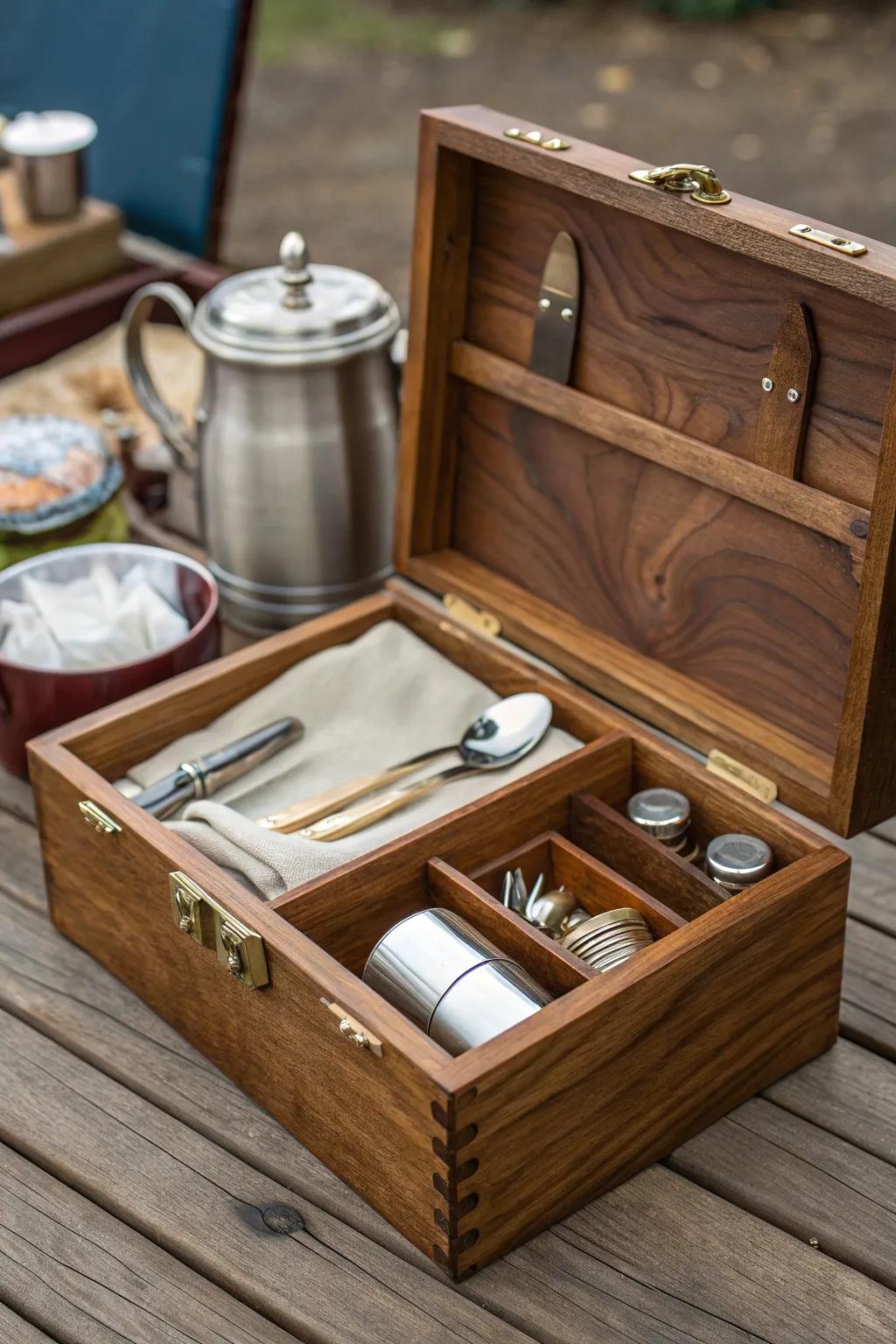 Elevate your outdoor adventures with the timeless charm of a classic wooden chuck box.