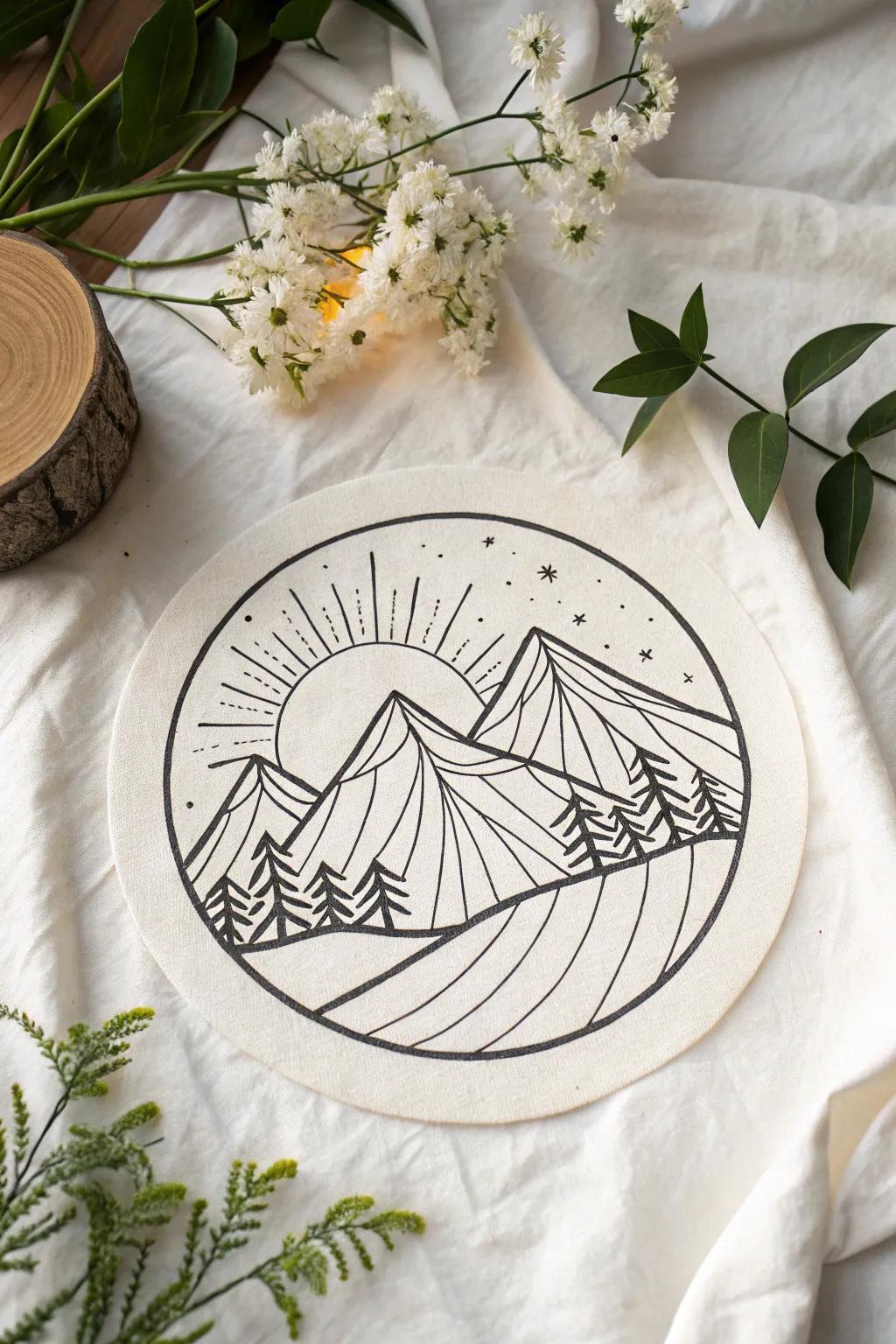 Escape to nature with minimalist mountain silhouettes 🌿✨