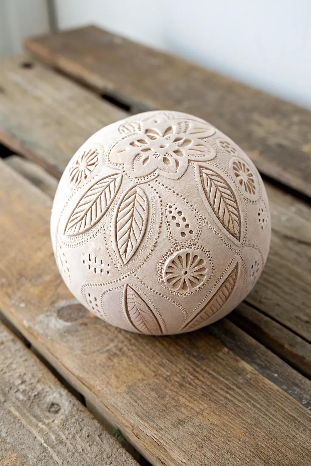 Discover the art of textured elegance with our intricately designed clay spheres, where simplicity meets natural beauty.