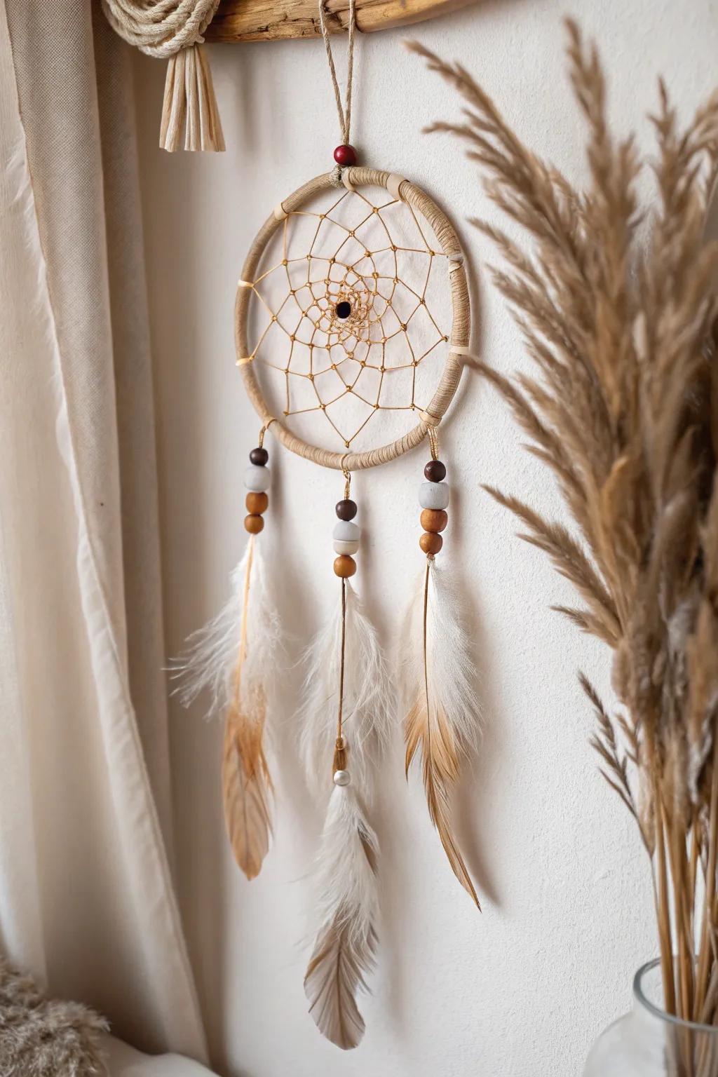 Weave your dreams with natural beauty—create your own boho-inspired dreamcatcher.