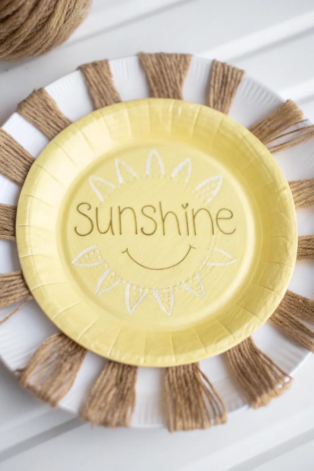 Radiate joy with a handcrafted paper plate sunshine that captures the essence of minimalist elegance.