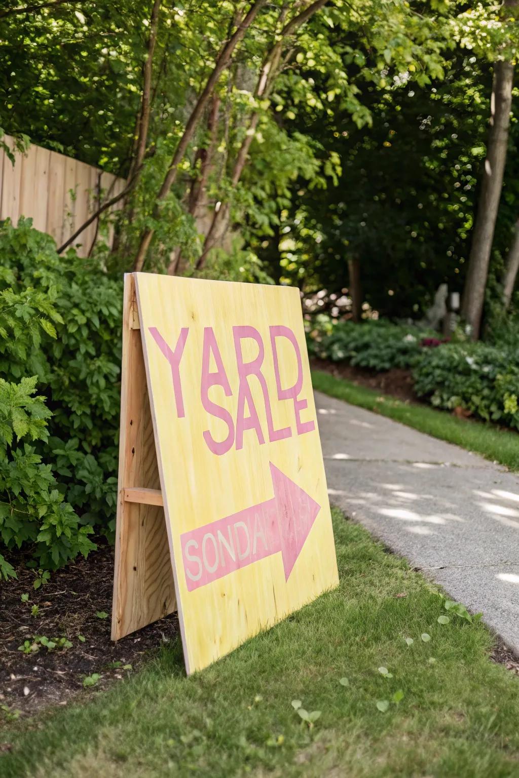 Let your yard sale sign stand out with bold colors and minimalist design!