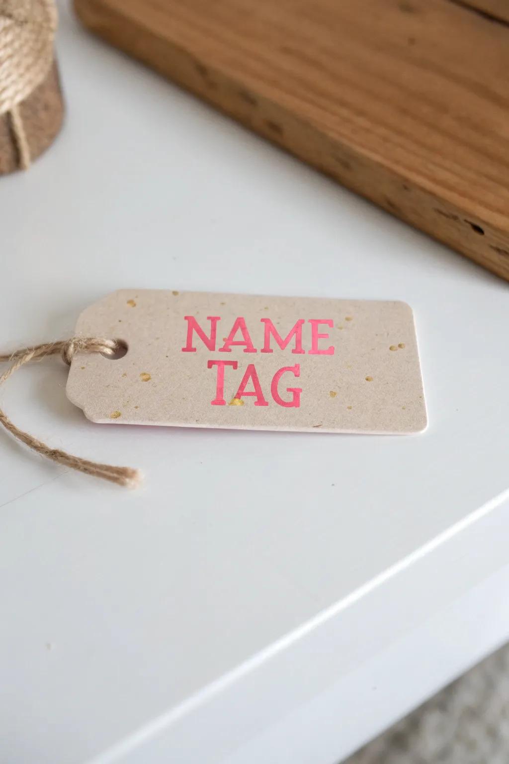Add a splash of color to your desk with this vibrant, handcrafted name tag!