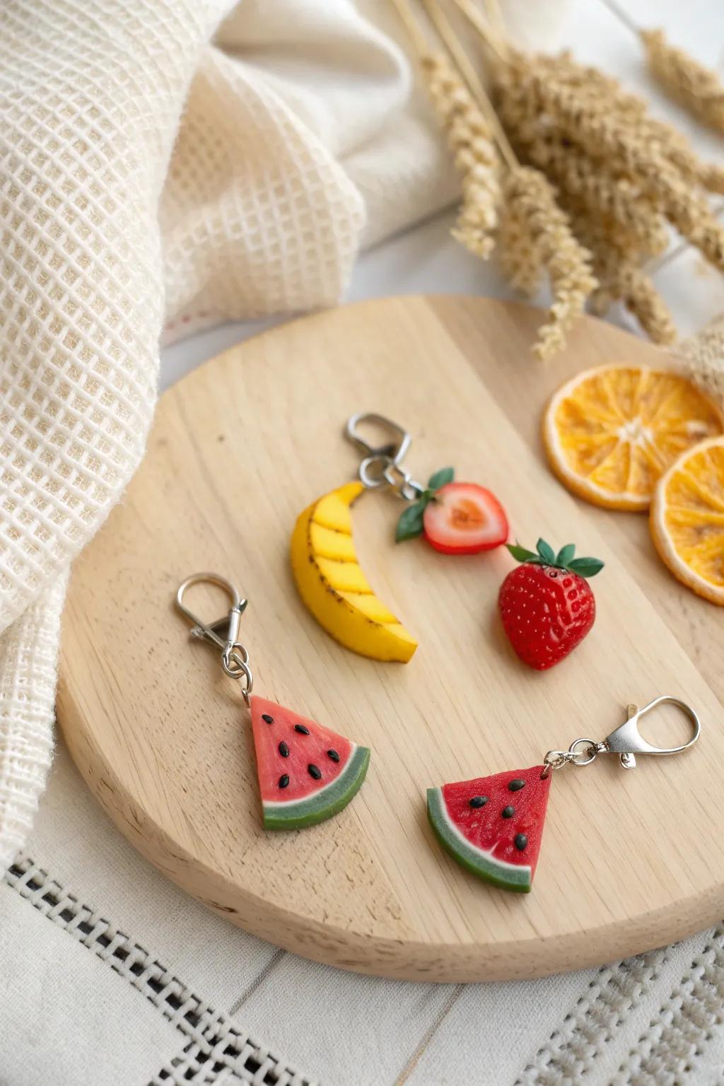 Add a playful pop of color to your accessories with these charming miniature fruit gems!
