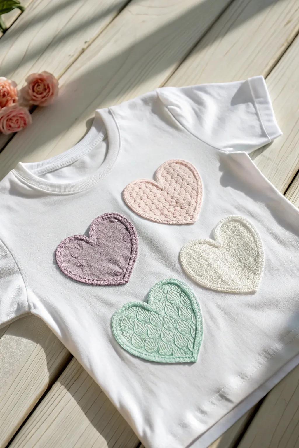 Craft your love story with a Heart-Patchwork Tee: Simple, chic, and full of personality.