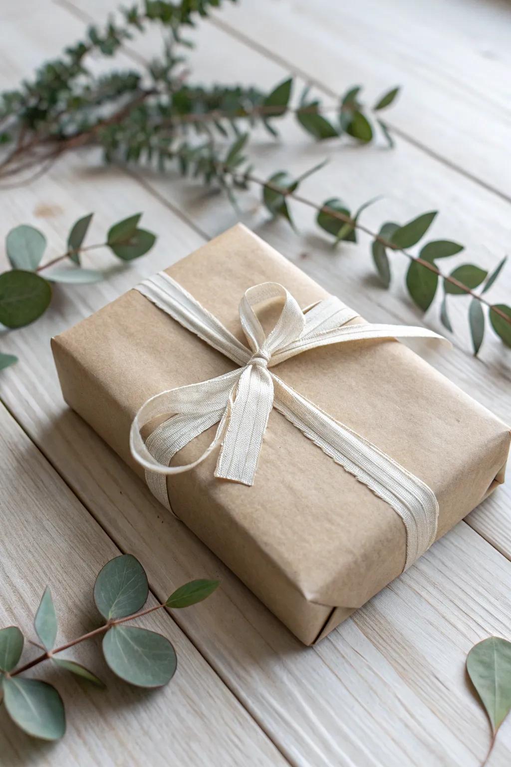 Embrace nature's elegance with a touch of eucalyptus for your gift wrapping.
