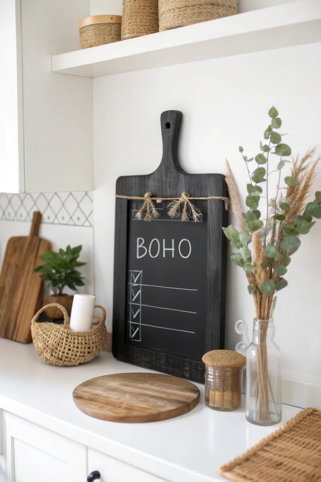 Elevate your kitchen organization with a stylish chalkboard command center, where simplicity meets functionality.