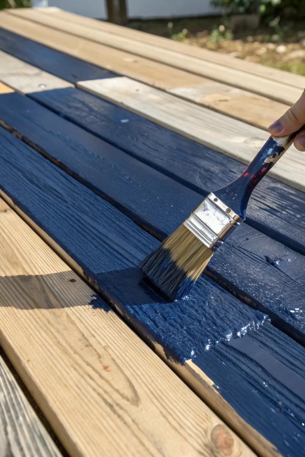 Transform your deck with the elegance of a bold navy blue.