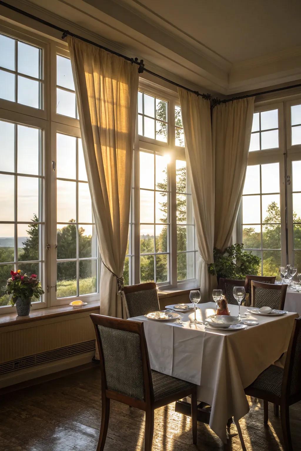 Harness the power of natural light to create an inviting dining space.