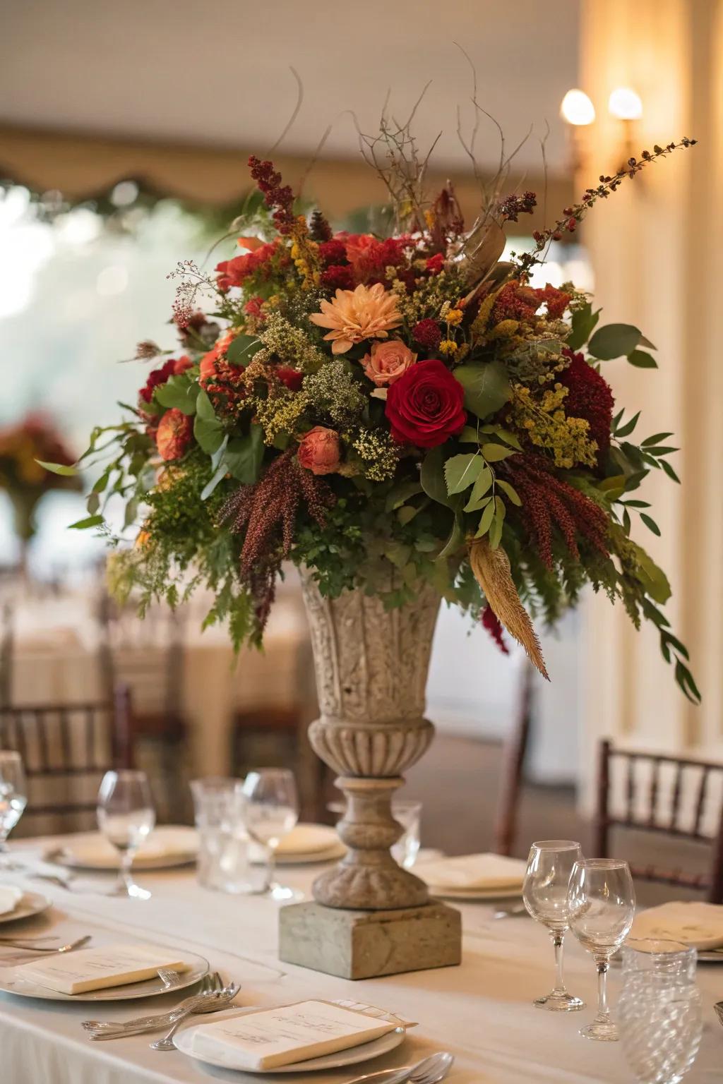 A striking centerpiece that commands attention and sets the tone for an inviting dining experience.