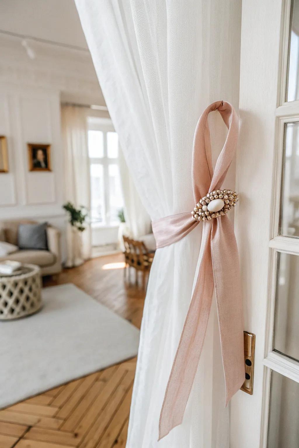 Transform your curtains with the charming simplicity of ribbons and hair clips!