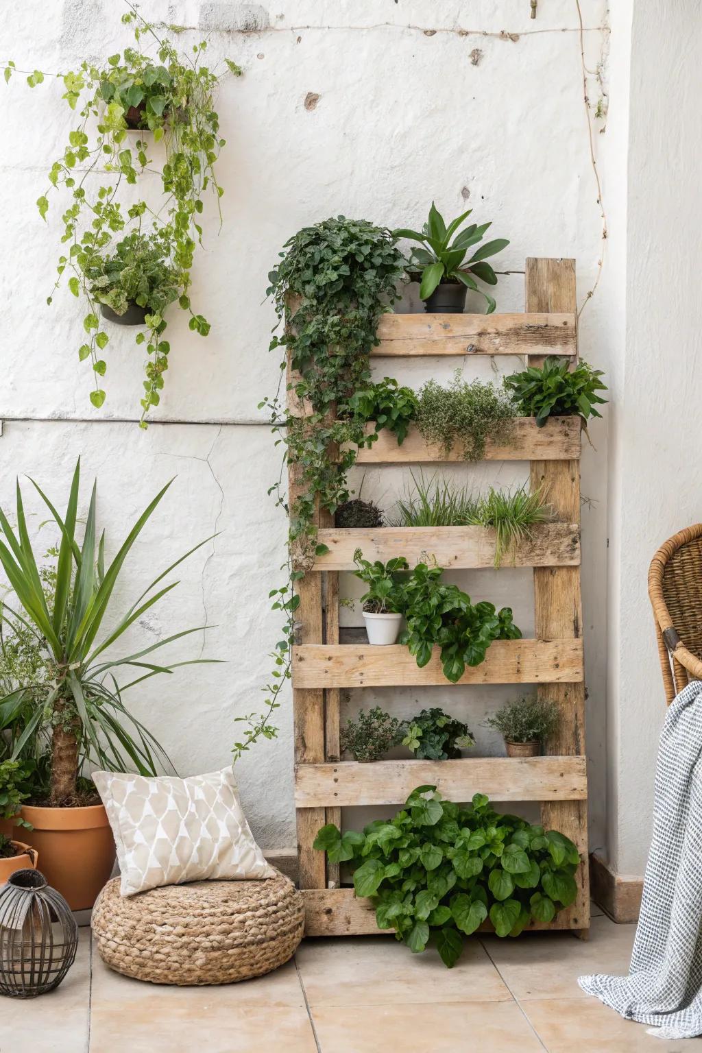 Transform your patio with a stunning DIY vertical garden – a perfect blend of Scandinavian simplicity and Boho charm.