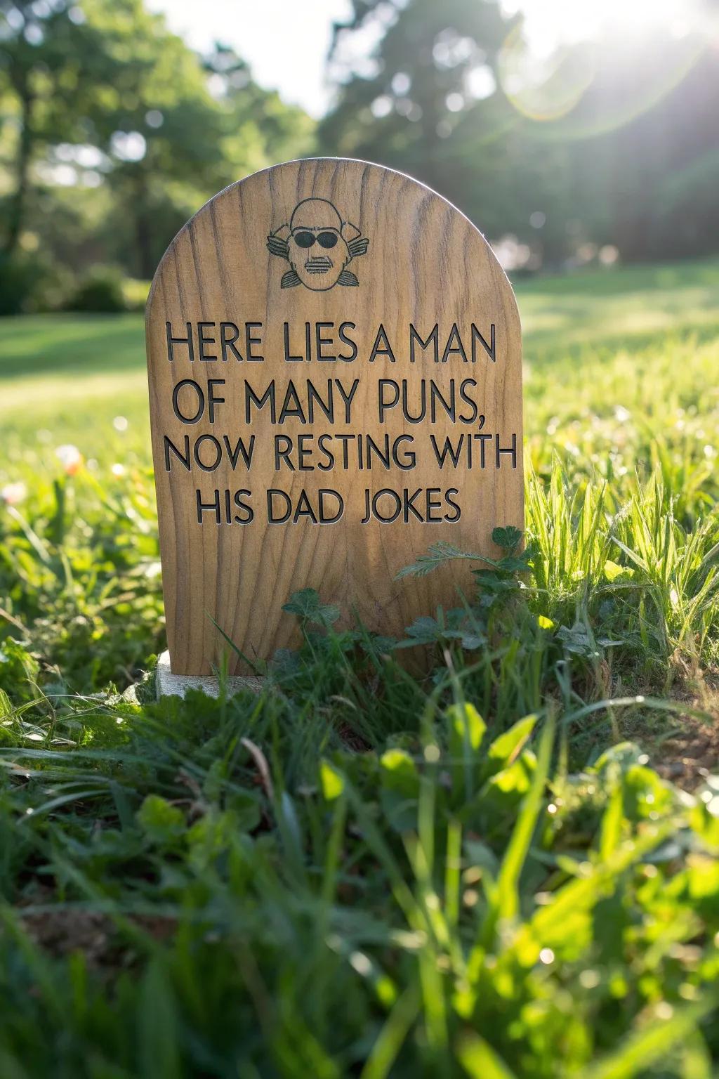 Craft your legacy with humor: A headstone with a pun that keeps the laughs alive.