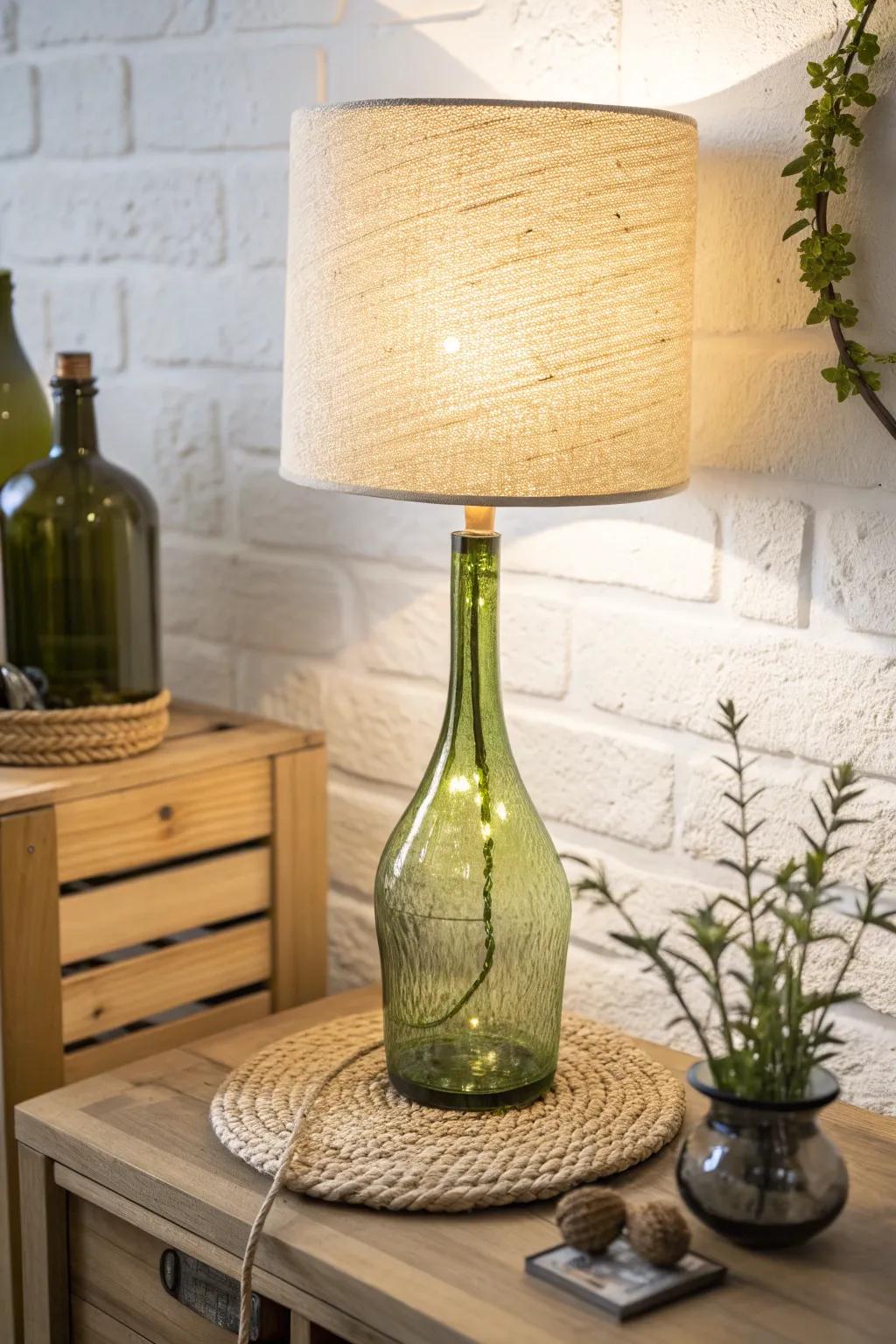 Illuminate your space with this stunning DIY bottle lamp—where elegance meets simplicity.