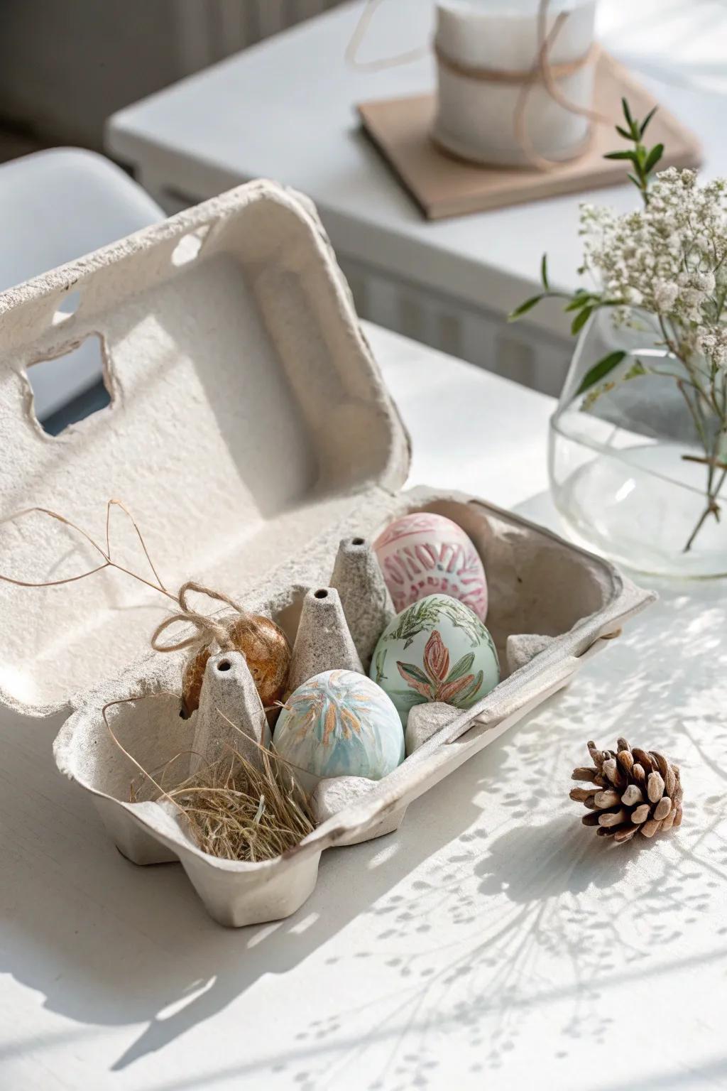 Discover the art of simplicity with egg carton ornament storage—where Scandinavian minimalism meets Boho charm.