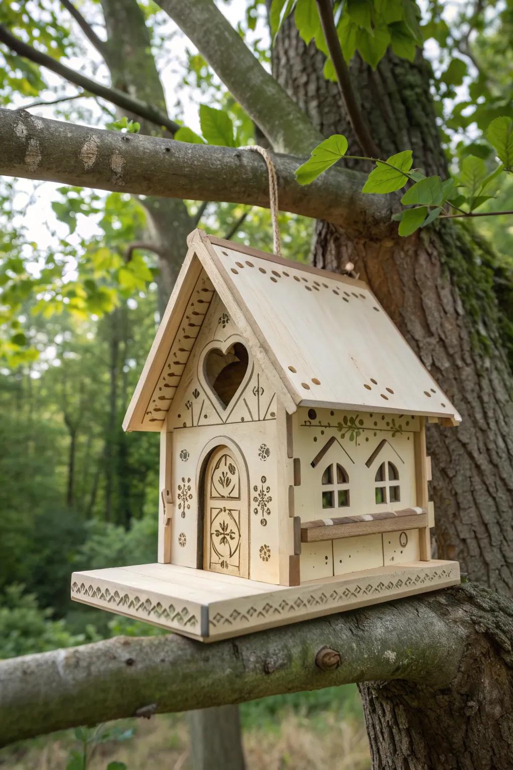 Embrace nature with this charming wooden squirrel feeder, where Scandinavian minimalism meets Boho elegance.