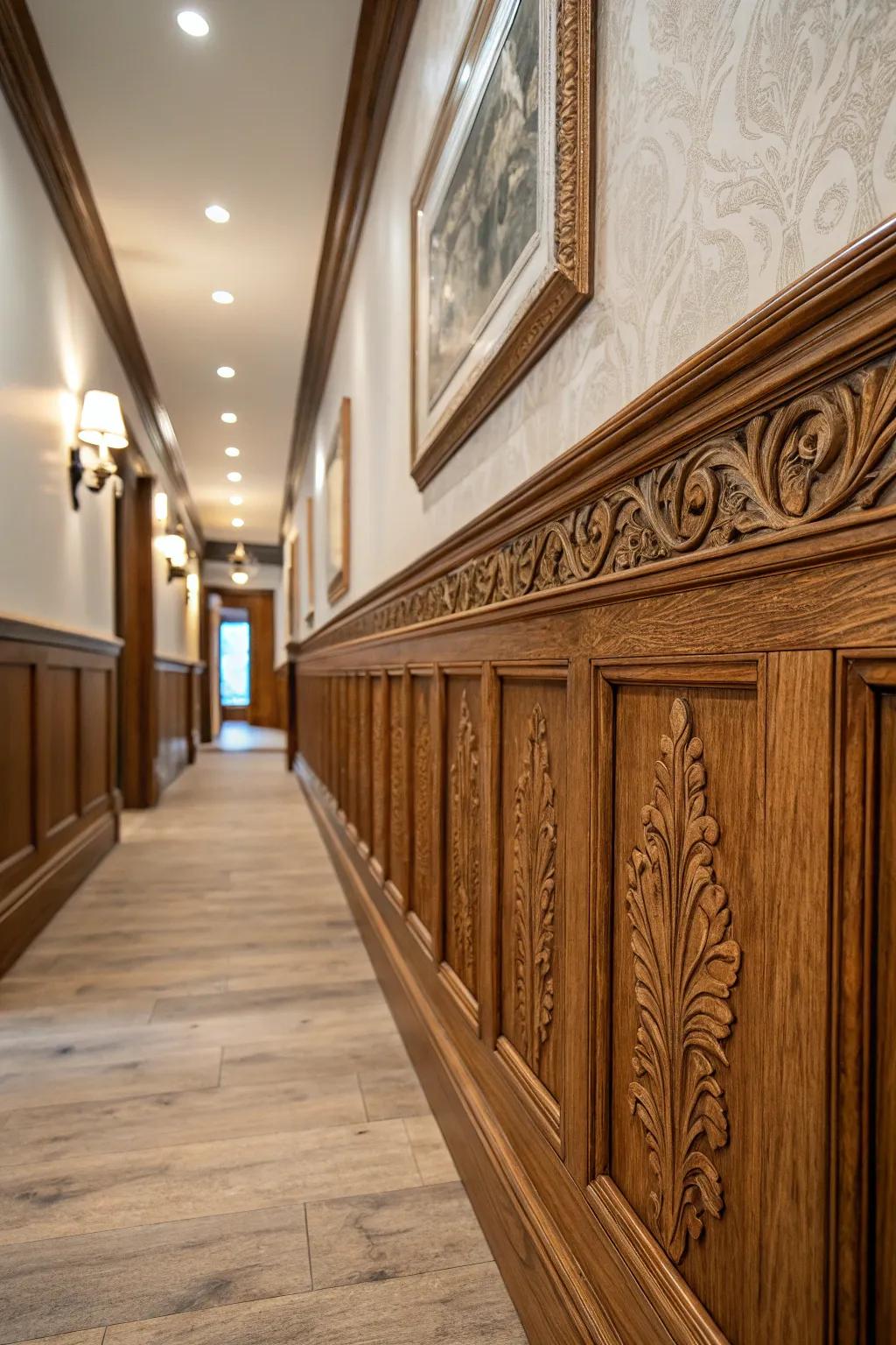 Elevate your hallway with the timeless charm of handcrafted wainscoting.