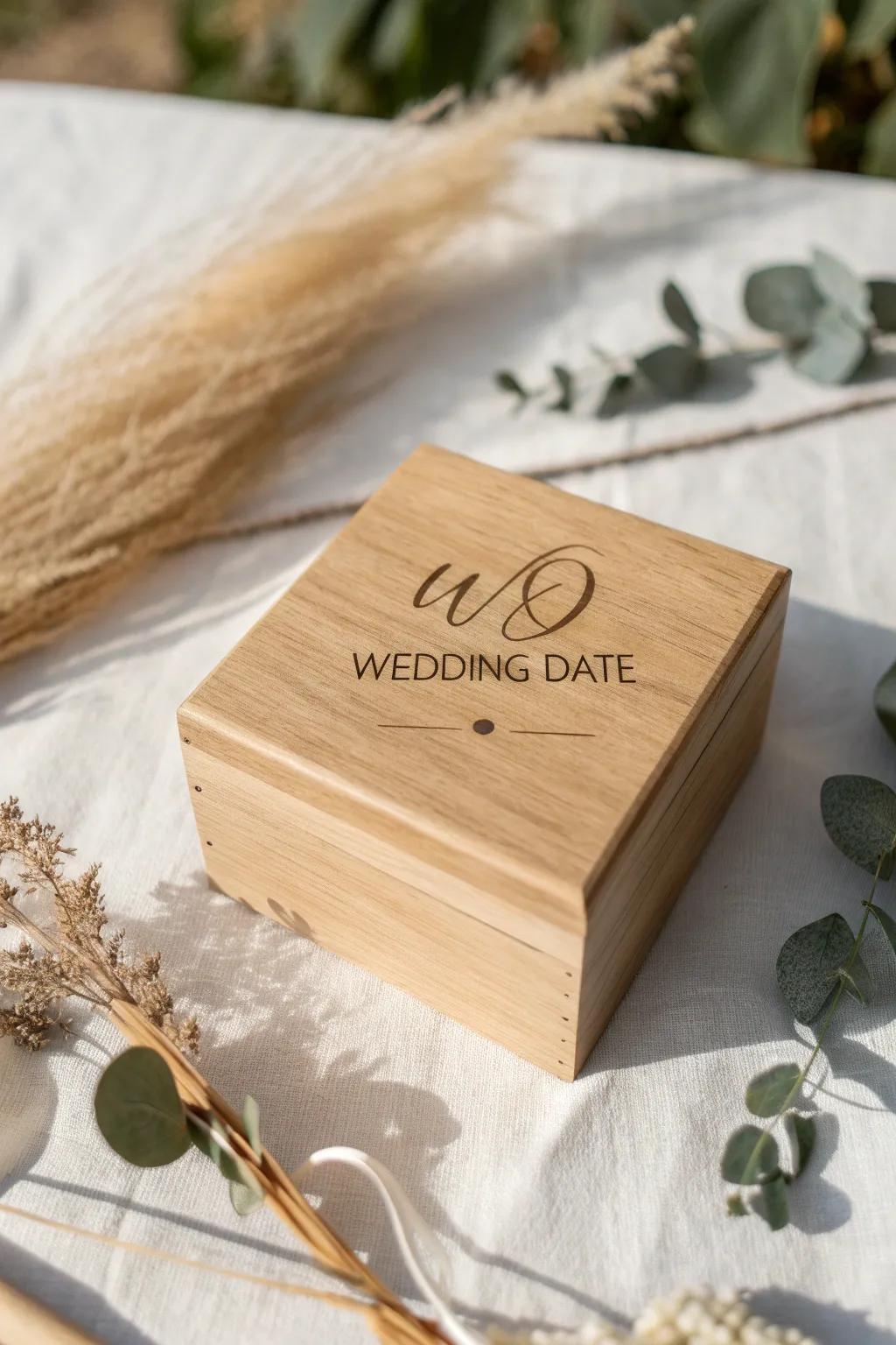 Transform your wedding into a timeless memory with a personalized wooden box, blending minimalist elegance with boho charm.