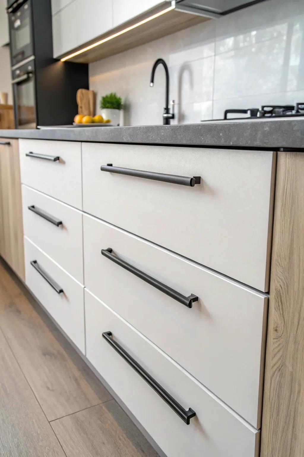 Minimalist drawers add a touch of elegance to any modern kitchen